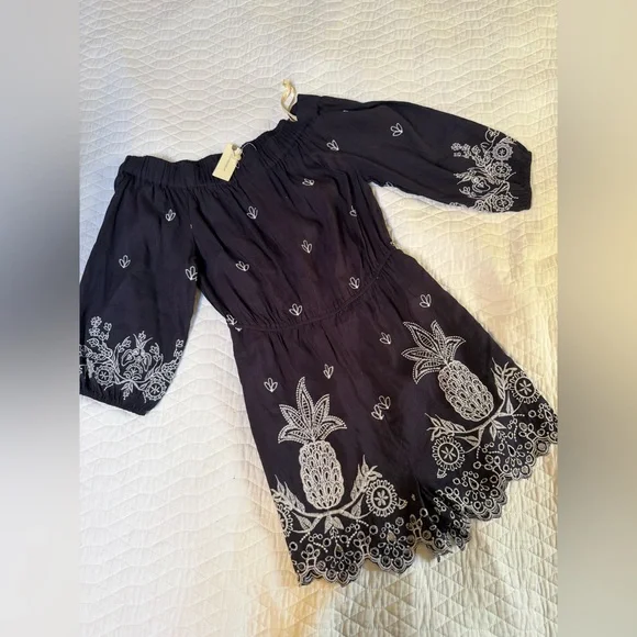 Farm Rio Embroidered Linen Romper NWT - Picture 5 of 8